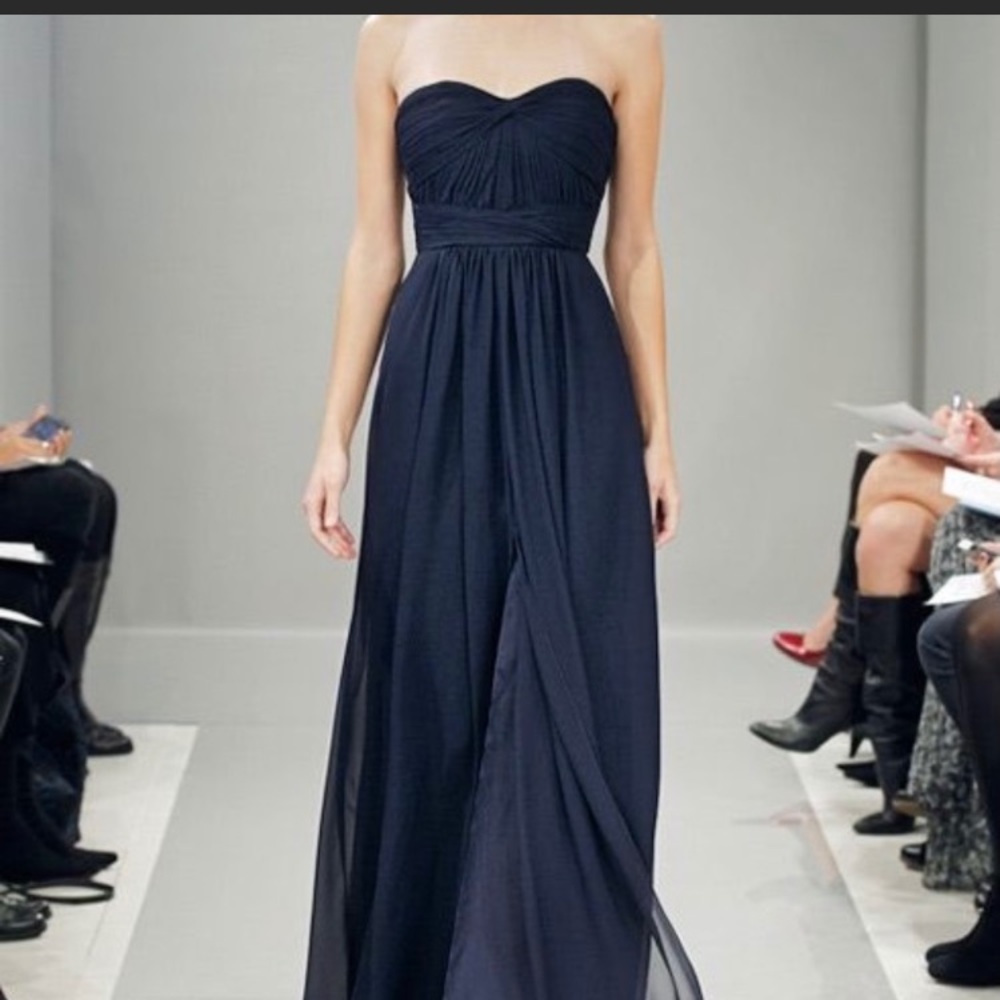 NEW Monique Lhuillier Navy Madeline Gown